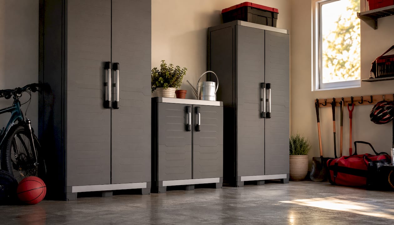 Practical cabinet layout in single-car garage