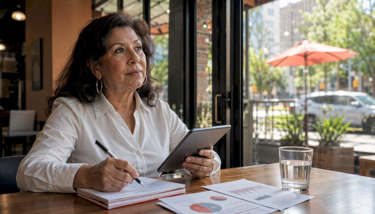 Businesswoman reviewing niche customer feedback