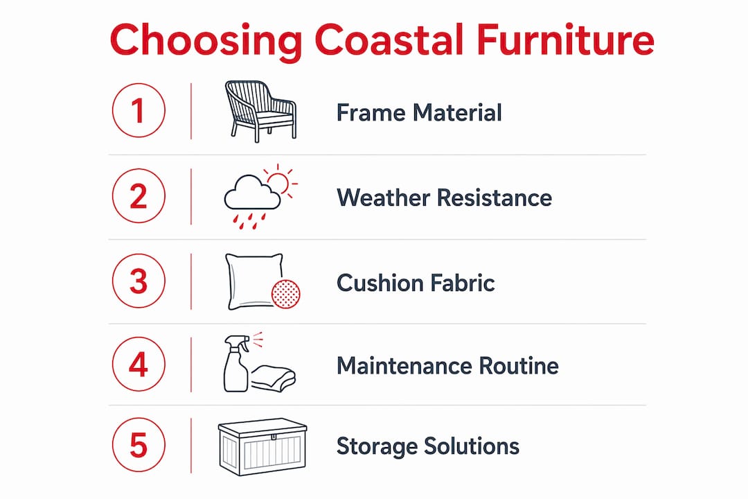 Infographic showing coastal outdoor furniture buyer steps