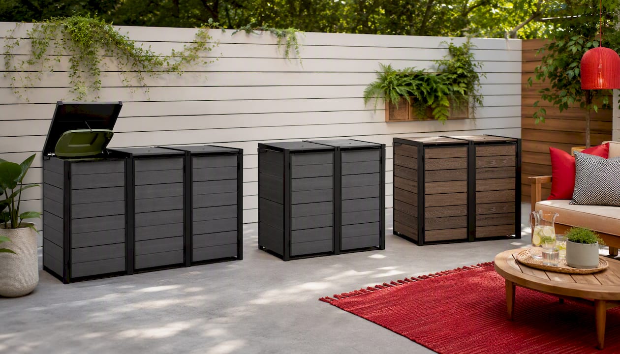 PRE ORDER: AUG. - Keter Hideaway - 2 Bin (Walnut Look)