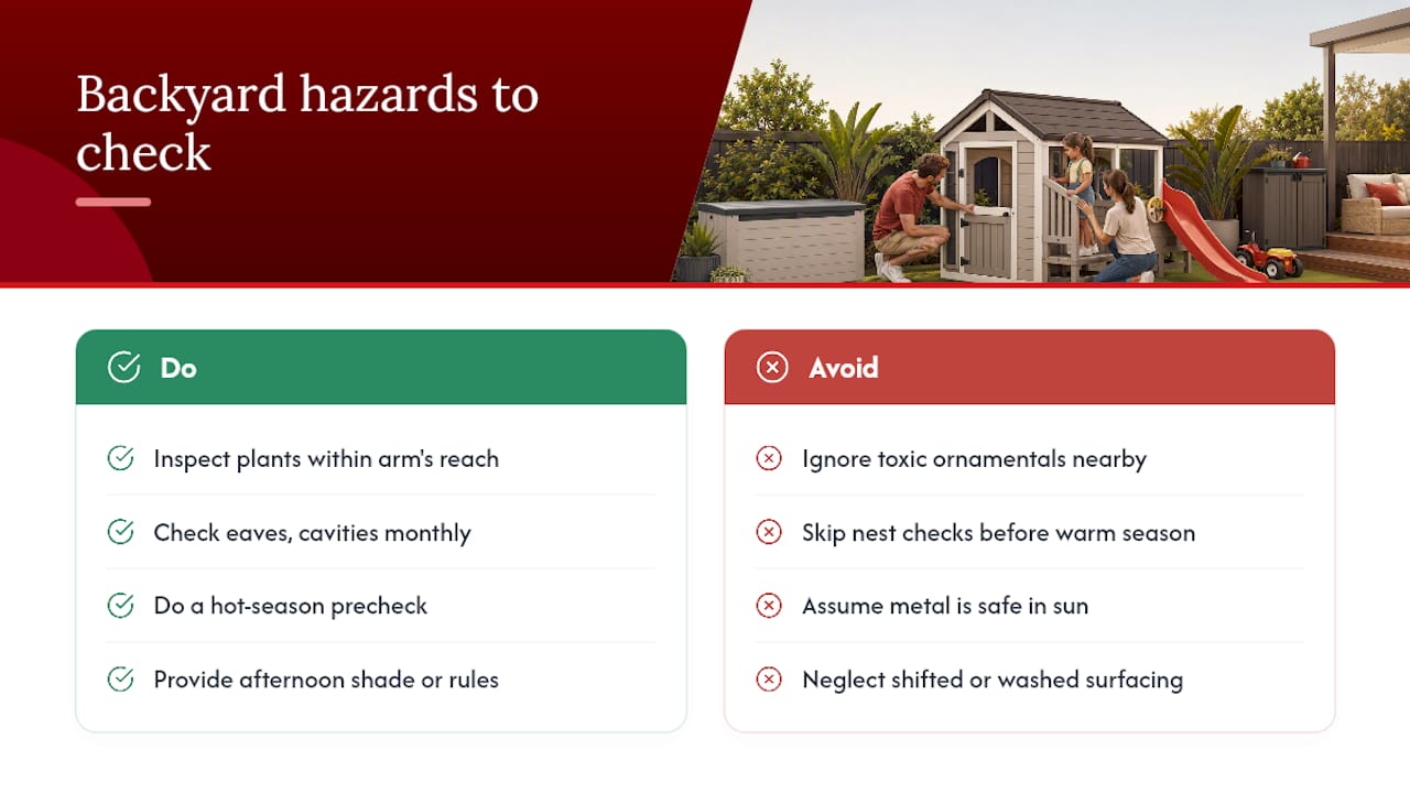 What backyard hazards should you check beyond the playhouse itself? — overview diagram