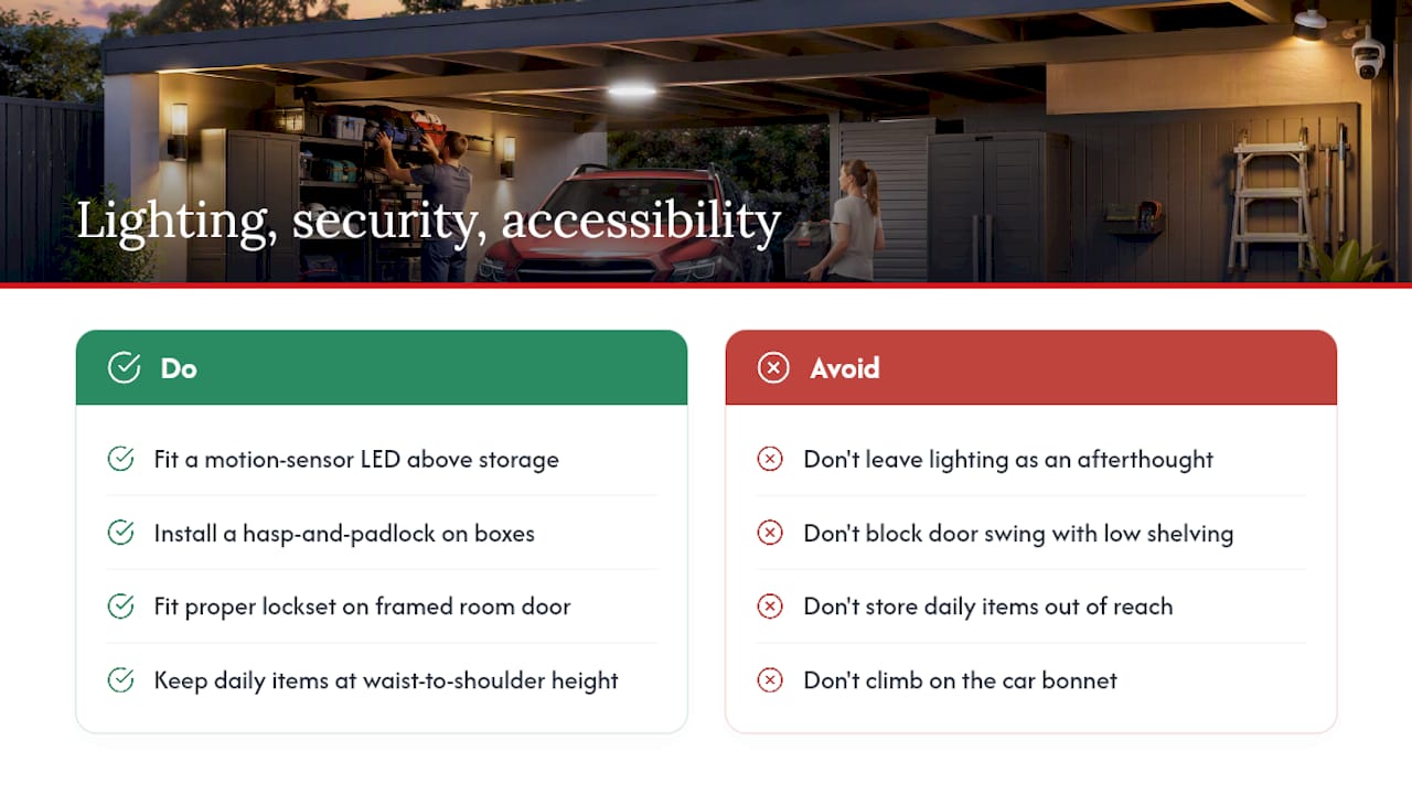 Lighting, security and accessibility considerations — overview diagram