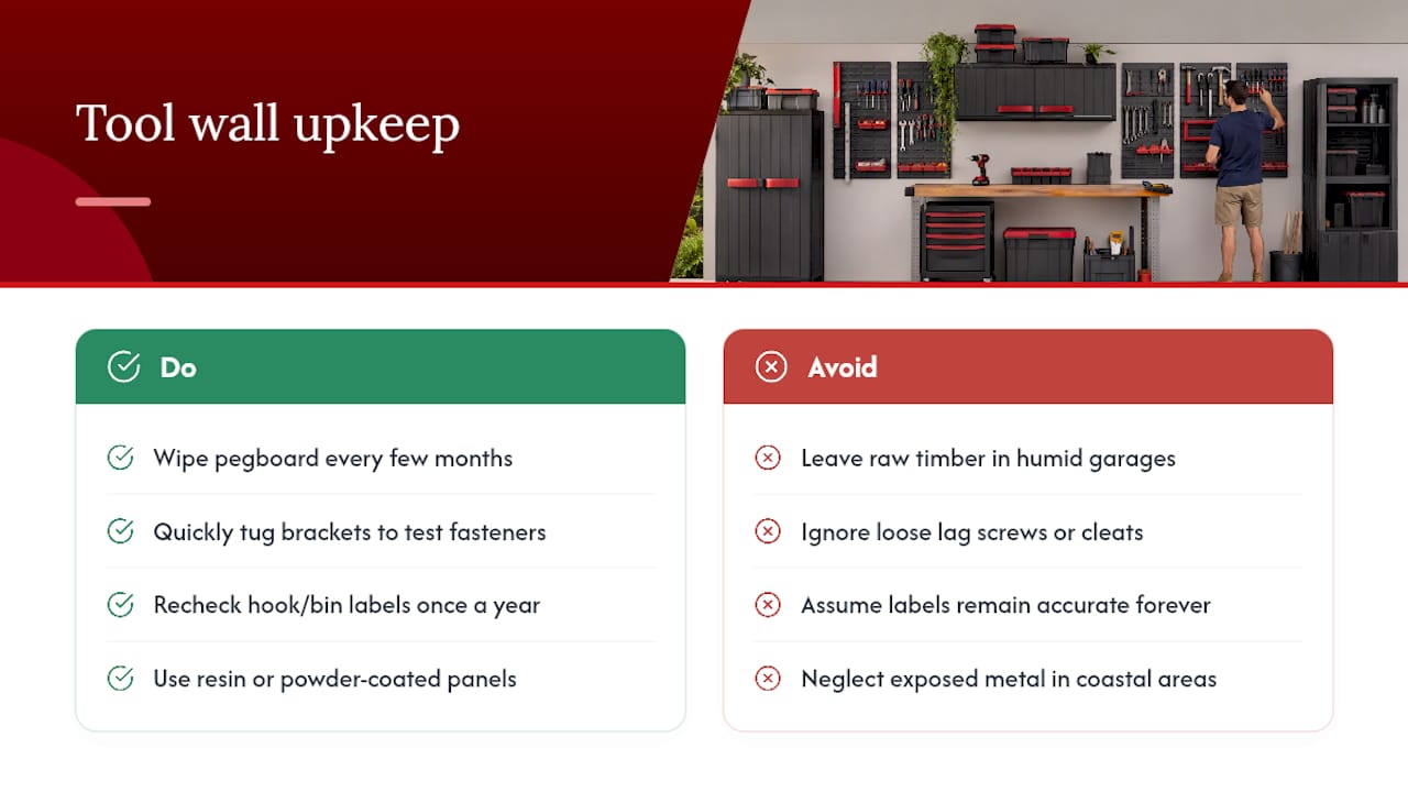 How do you keep a tool wall in good condition over the years? — overview diagram