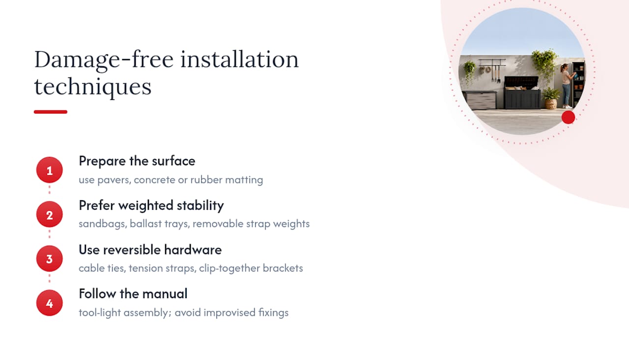 Damage-free installation techniques worth copying — overview diagram