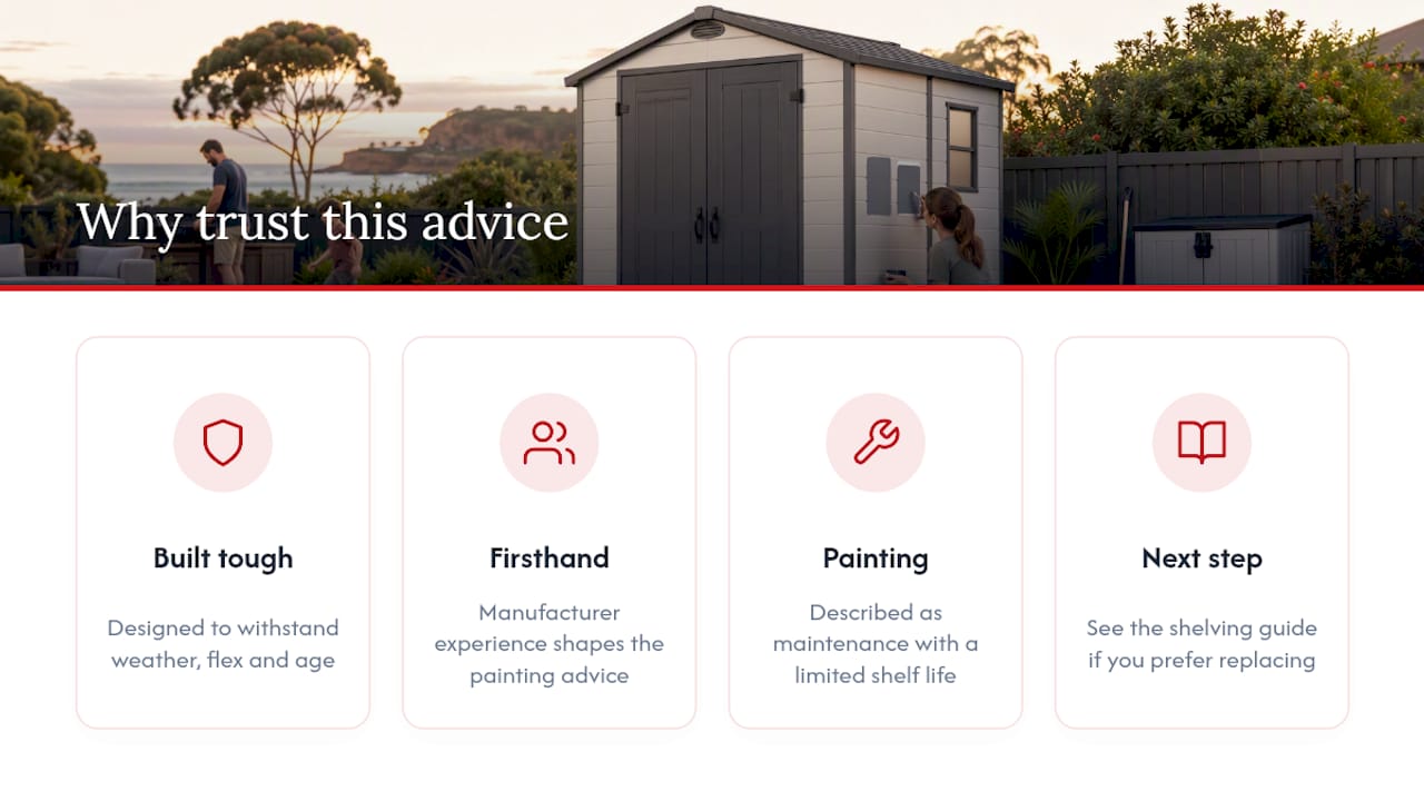 Why trust this painting advice on resin sheds? — overview diagram