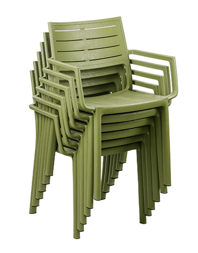 Keter Metaline Metal Look Dining Chair: Green - 6 Pack