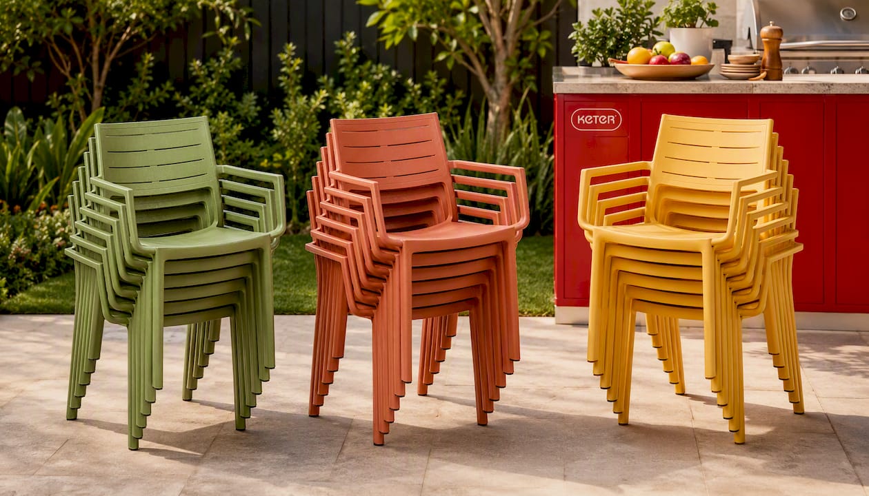 Keter Metaline Metal Look Dining Chair: Green - 6 Pack
