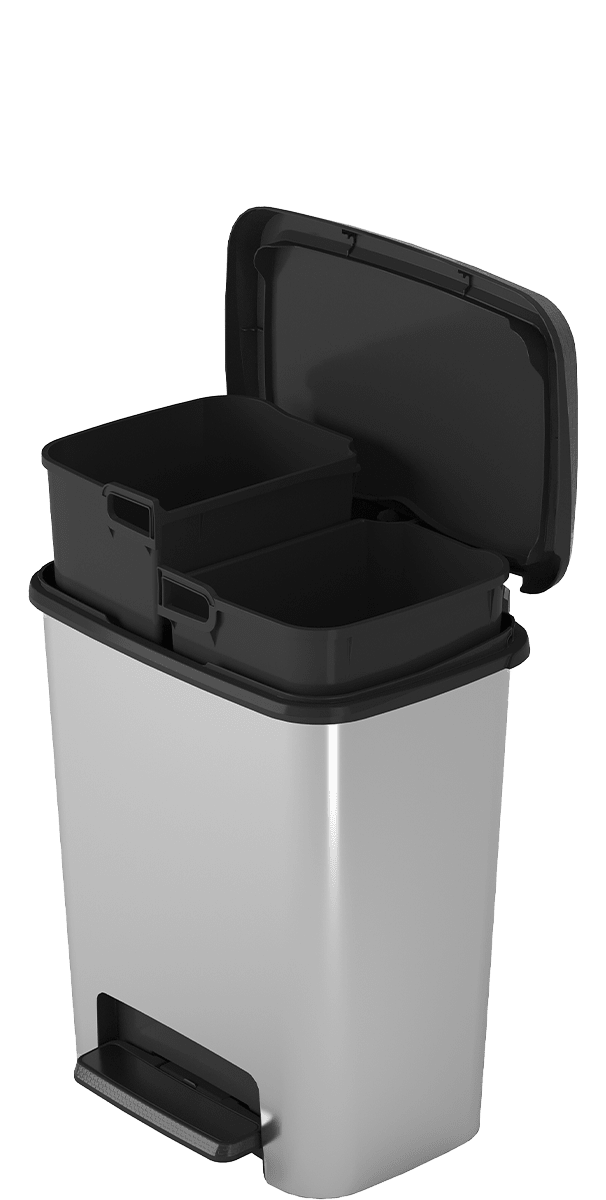 Curver Compatta Duo 11+11L Recycling Bin - Steel Look