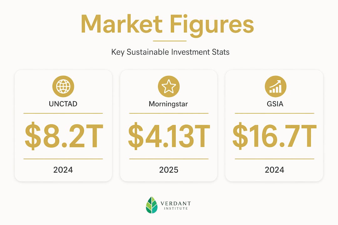 Infographic showing top sustainable market size statistics