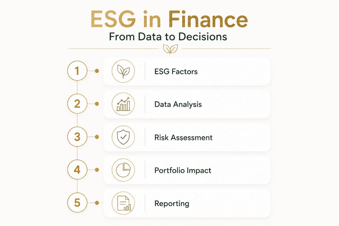 Infographic showing ESG process stages in finance