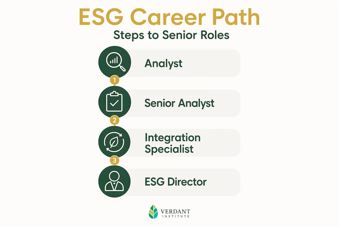 Infographic showing ESG analyst career progression