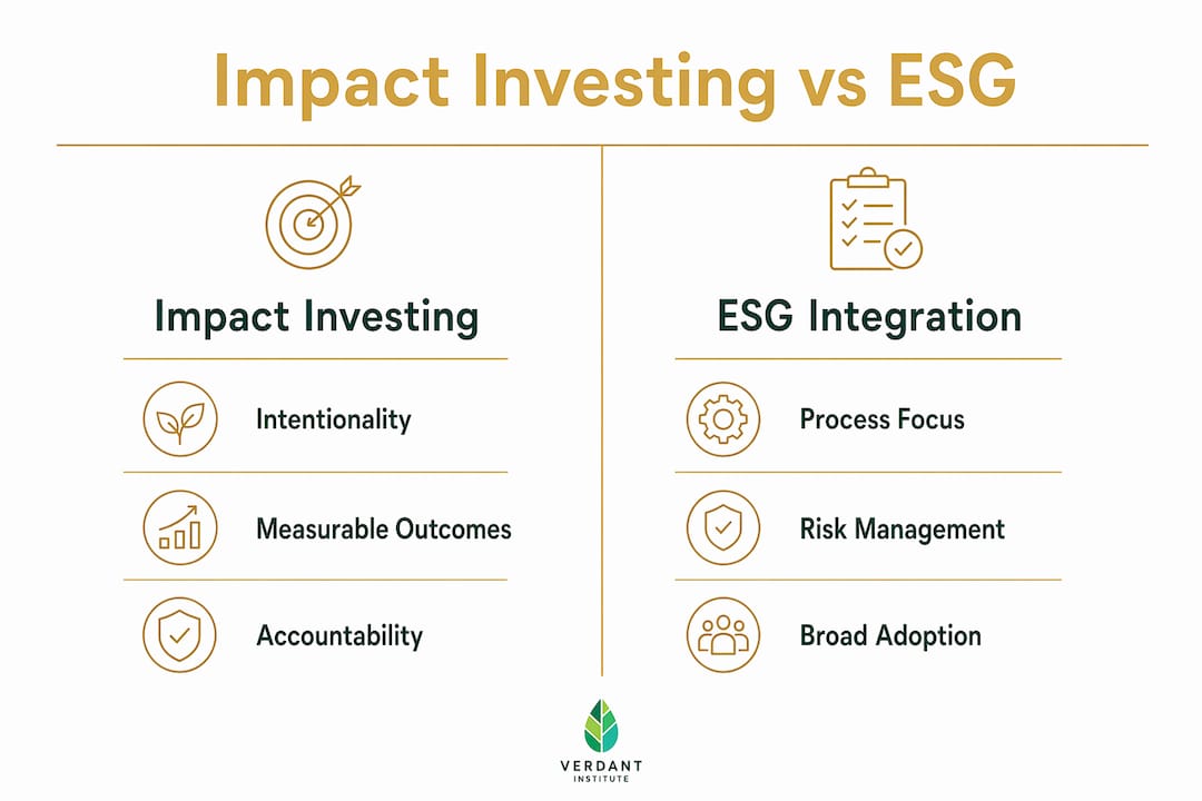 Infographic comparing impact investing and ESG integration