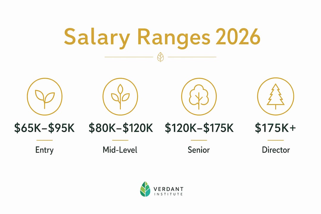 Infographic showing salary ranges for sustainable finance roles