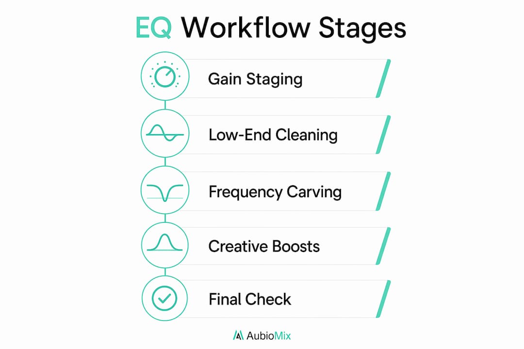 Infographic showing EQ workflow stages