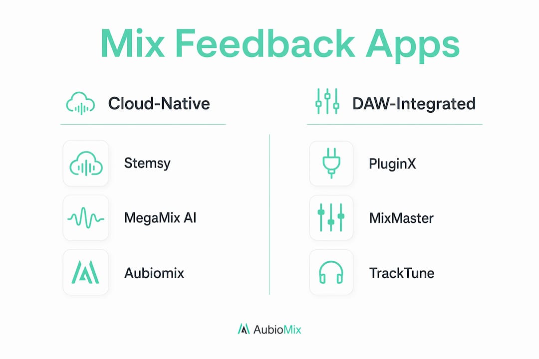 Infographic comparing mix feedback apps by platform type