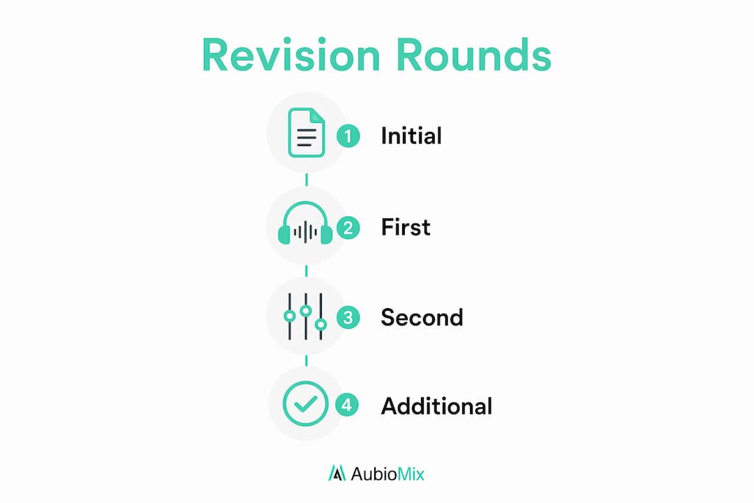 Infographic illustrating stages of mix revision rounds