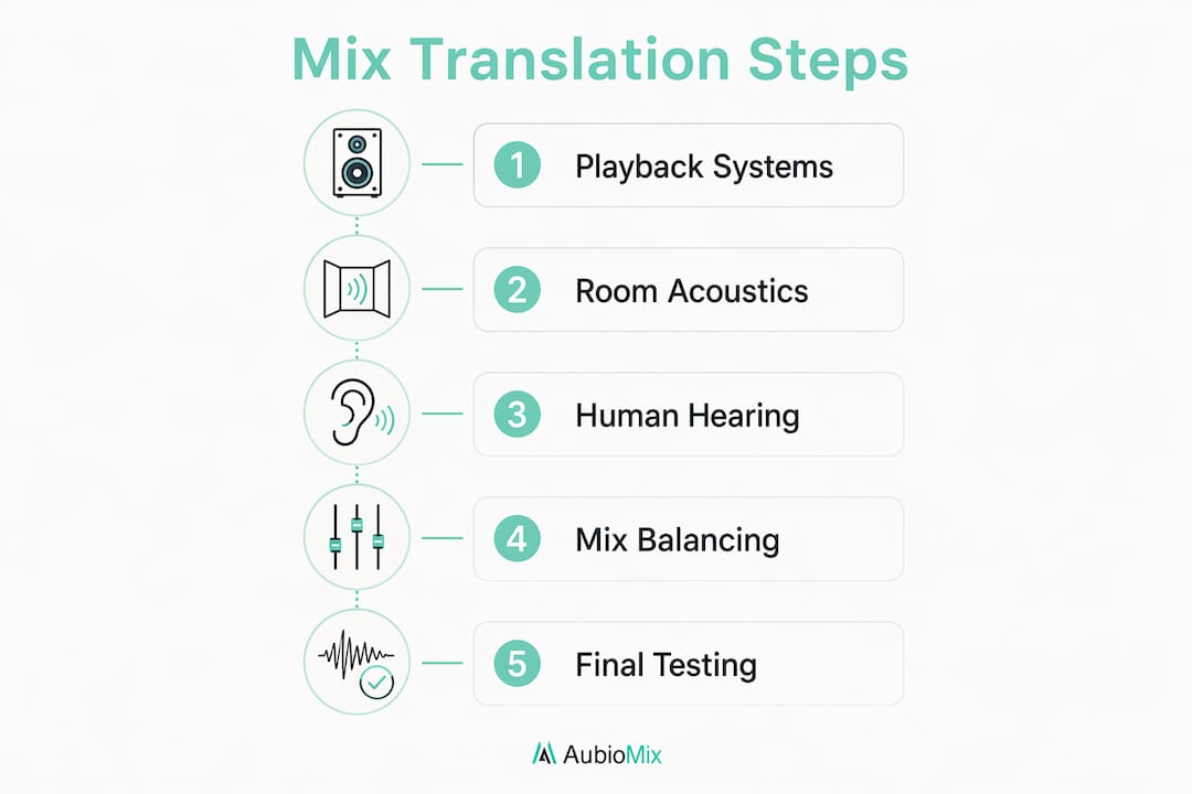 Infographic showing key steps of mix translation process