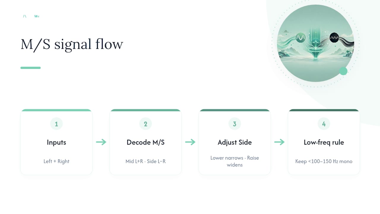 Mid side processing and stereo width diagram