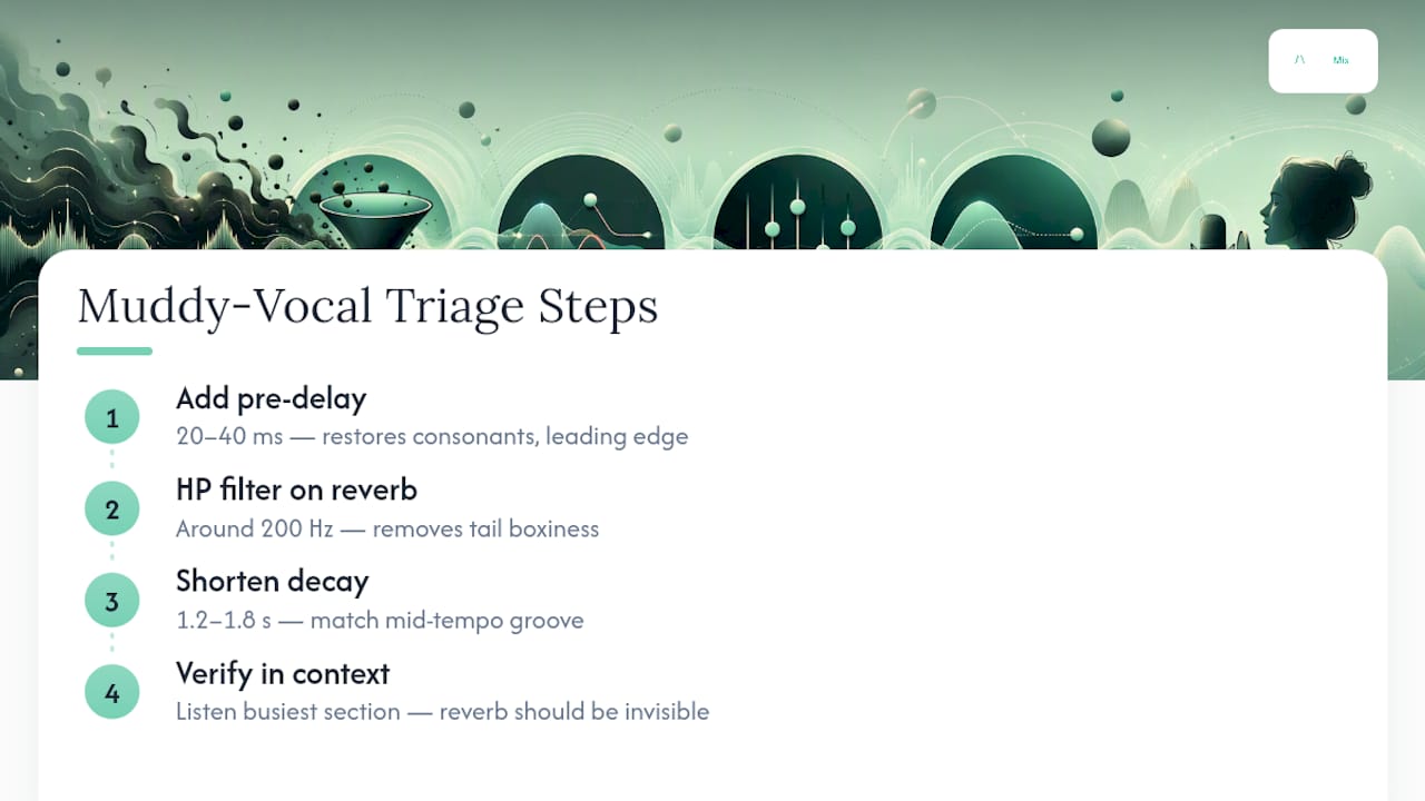 Four-step muddy vocal reverb triage
