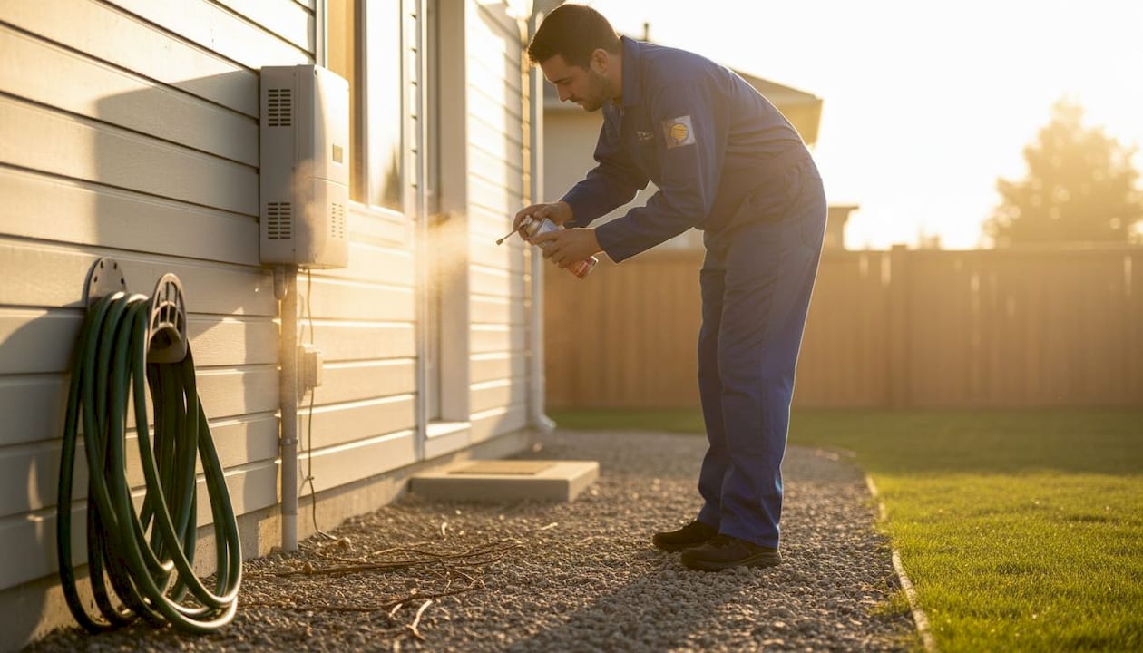Technician cleaning dust from inverter vents