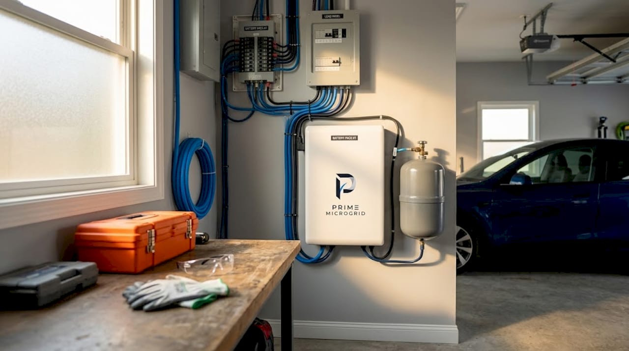 Lithium-ion and hydrogen storage in garage