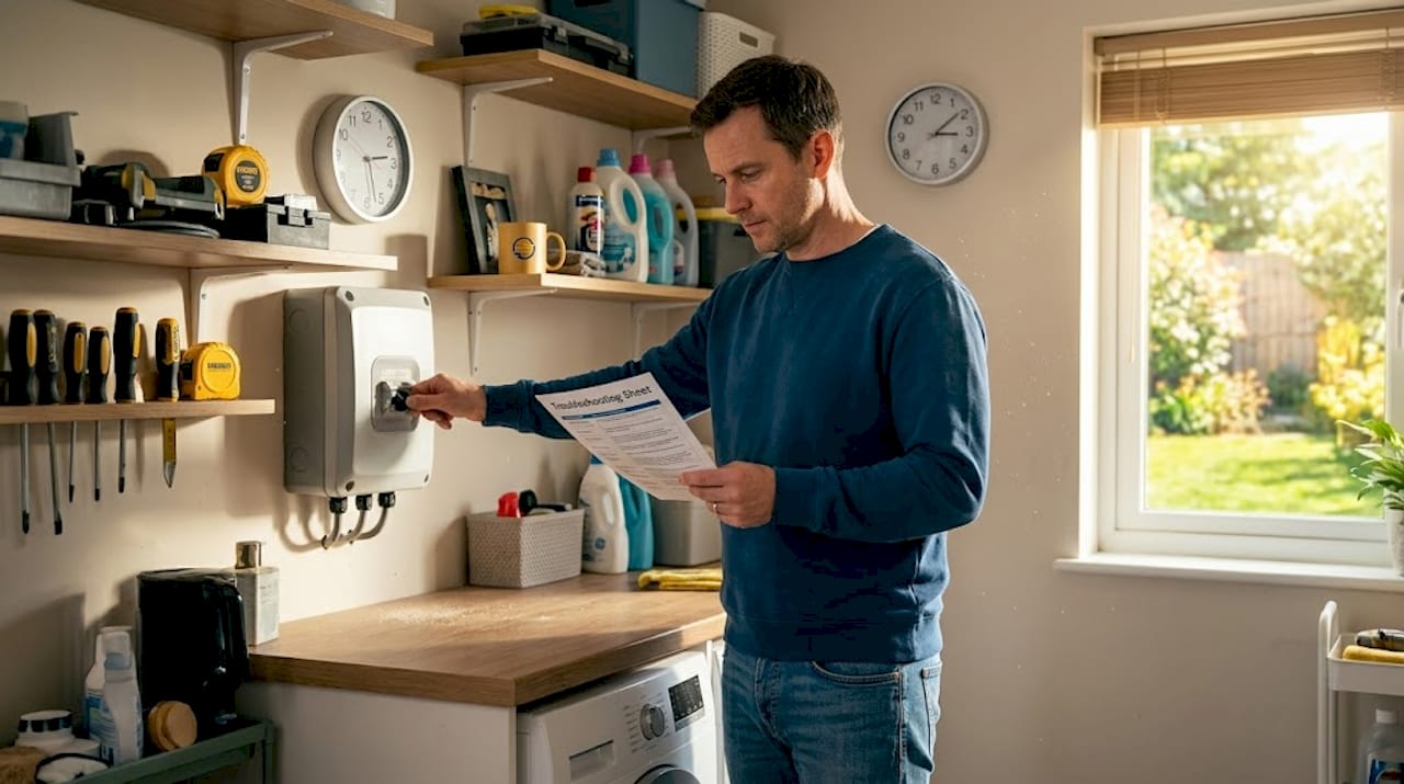 Homeowner handling inverter reset in utility closet