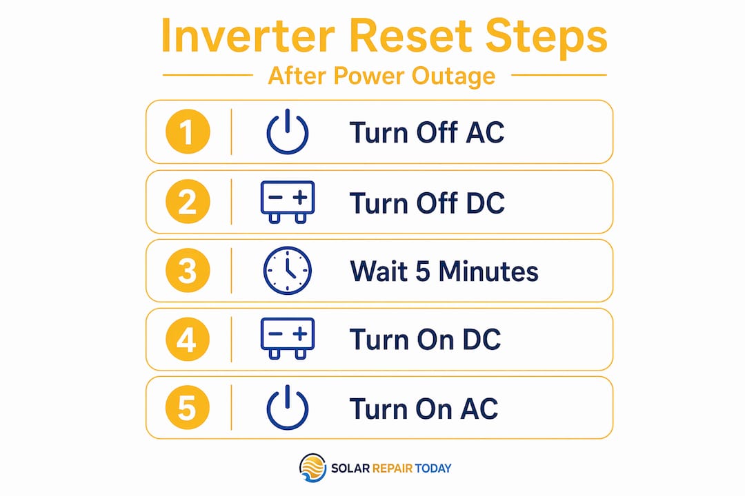 Infographic outlining inverter reset steps