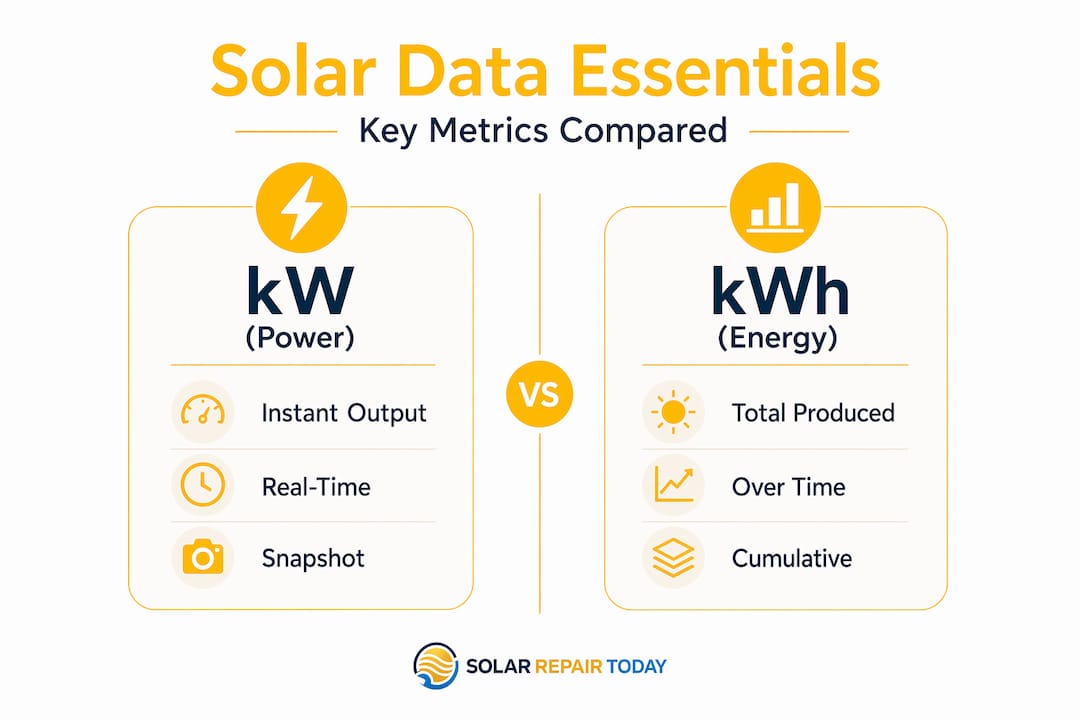 Infographic compares kW and kWh solar metrics