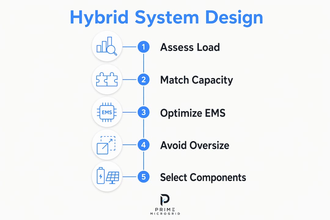 Infographic showing hybrid system design steps