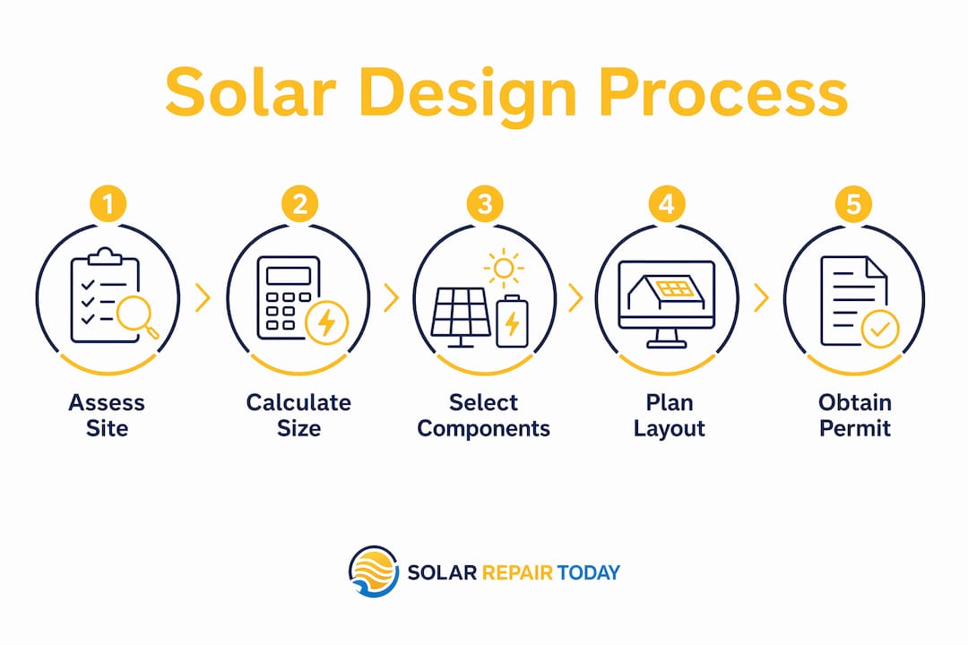 Infographic outlining solar design process steps