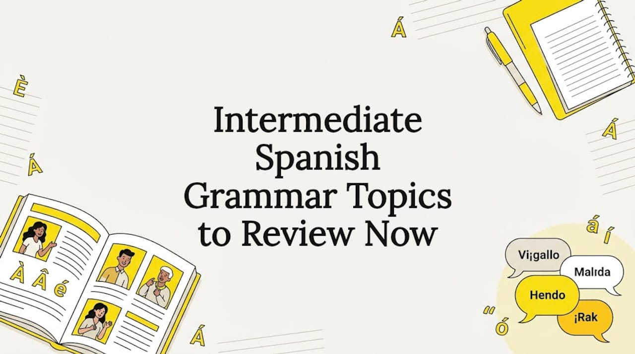 Decorative Spanish grammar themed title card