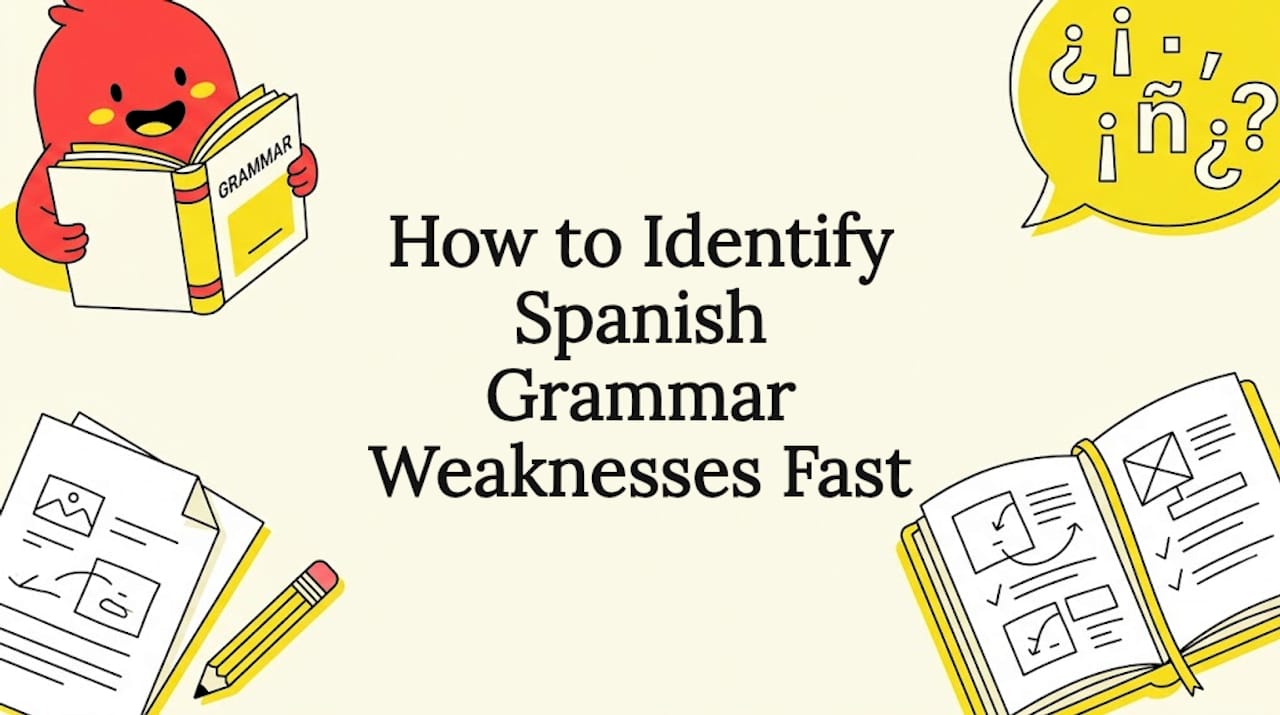 Flat vector Spanish grammar blog title card