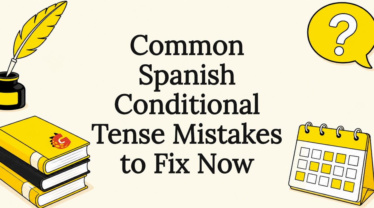 Decorative title card with grammar and writing icons