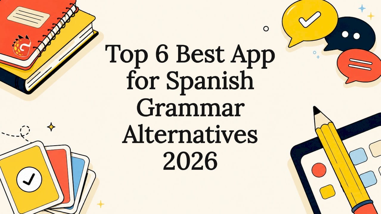 Flat vector Spanish grammar learning decorative illustration