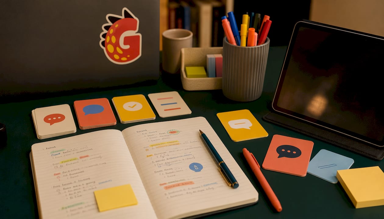 Study desk with Spanish subjunctive tools