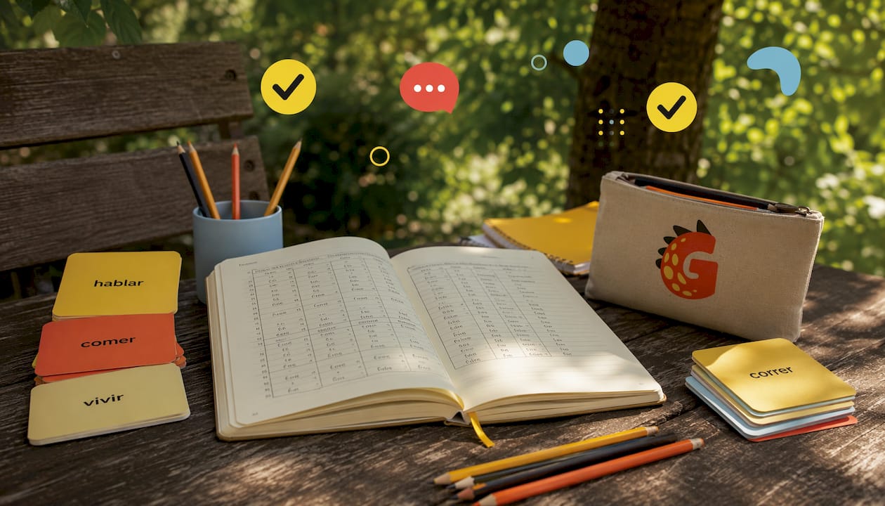 Study materials featuring Spanish past tense verbs