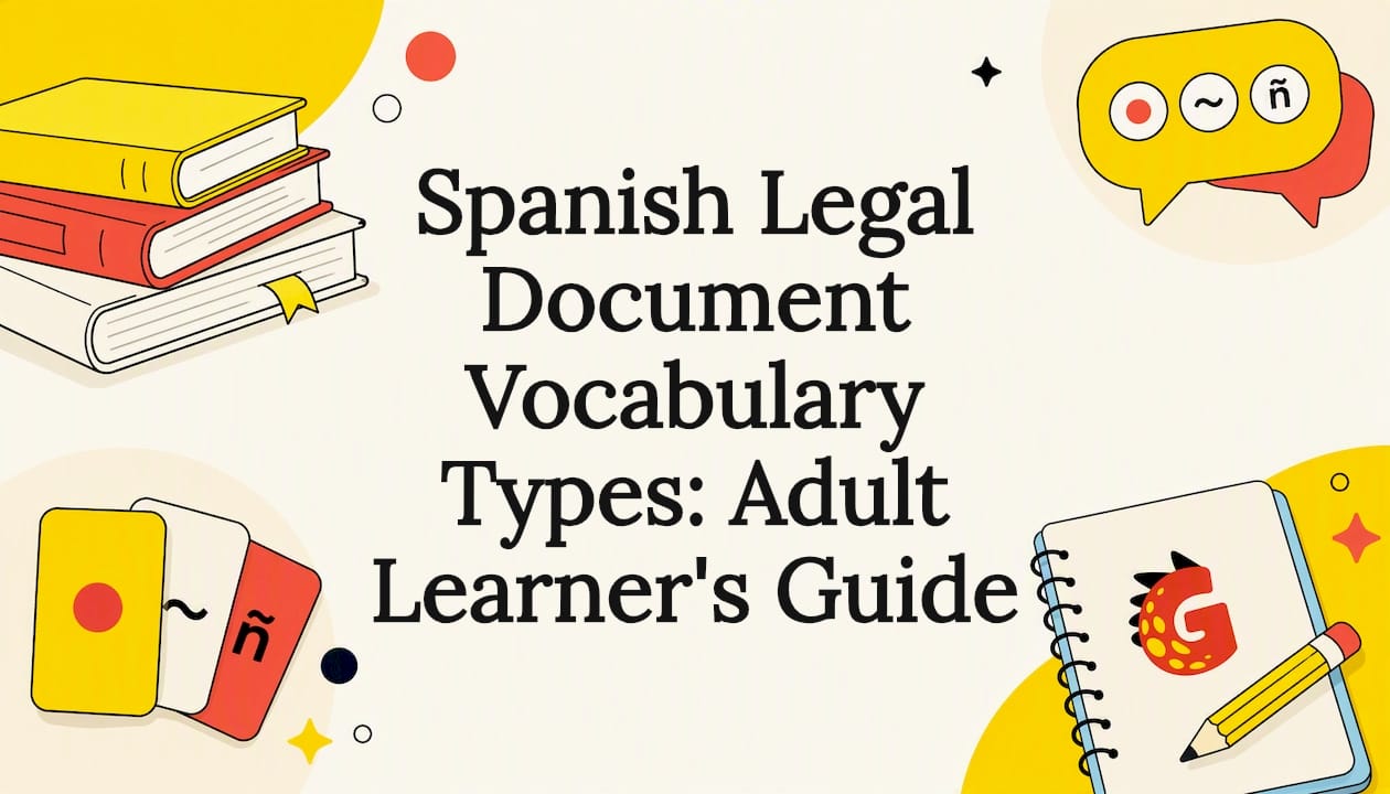 Decorative flat vector legal Spanish learning illustration