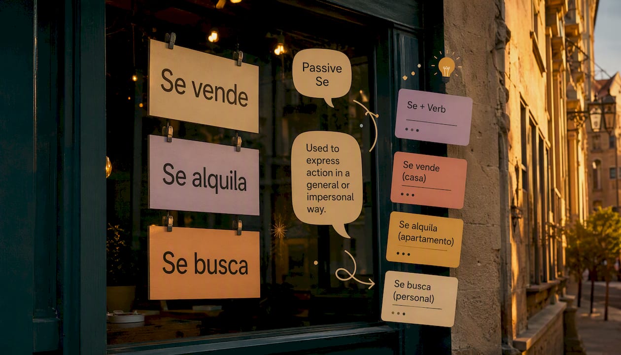 Spanish storefront signs with passive se phrases