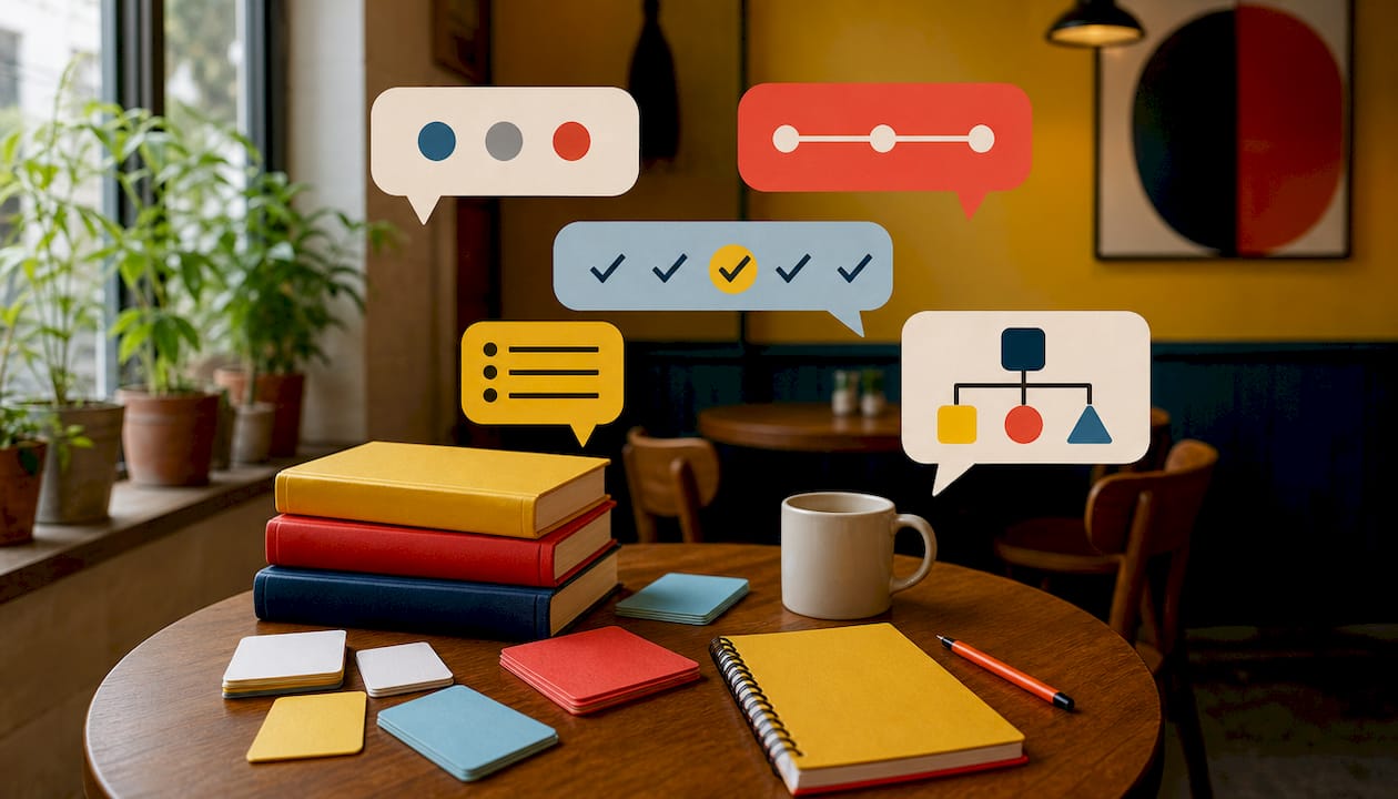 Spanish presentation planning materials flat vector illustration
