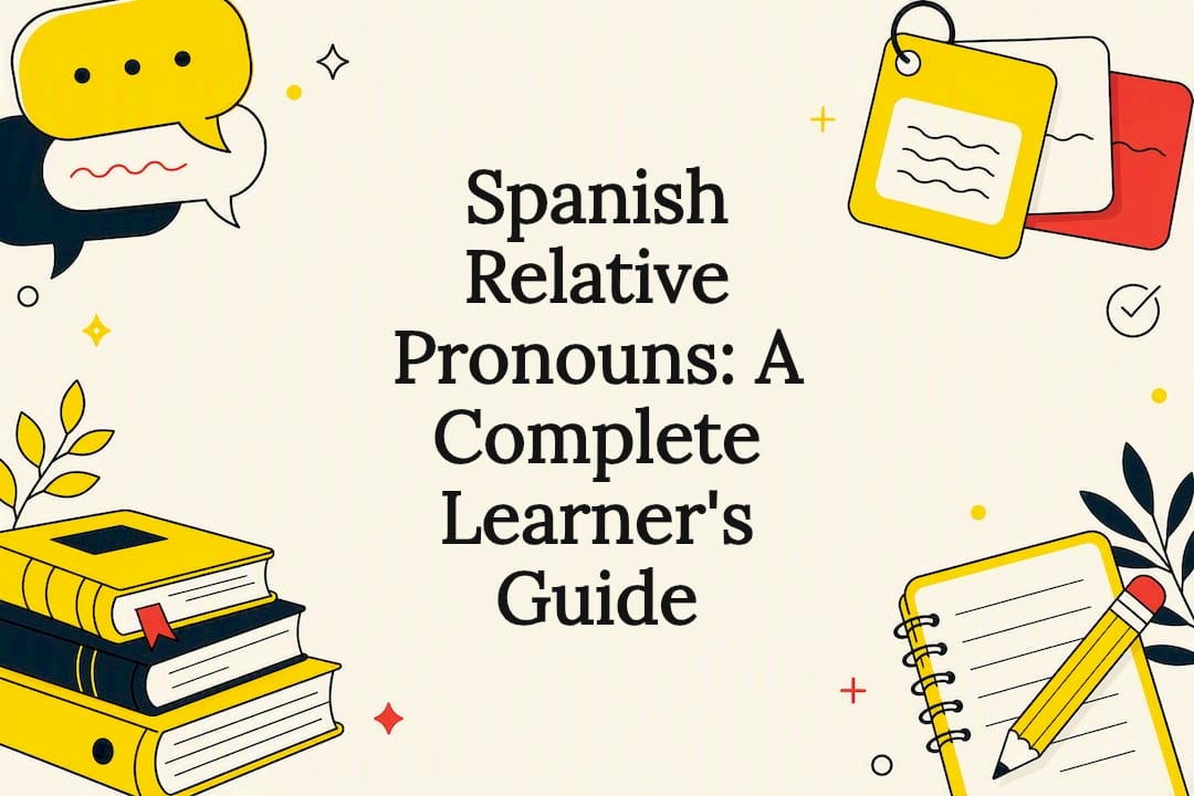 Decorative Spanish grammar illustration