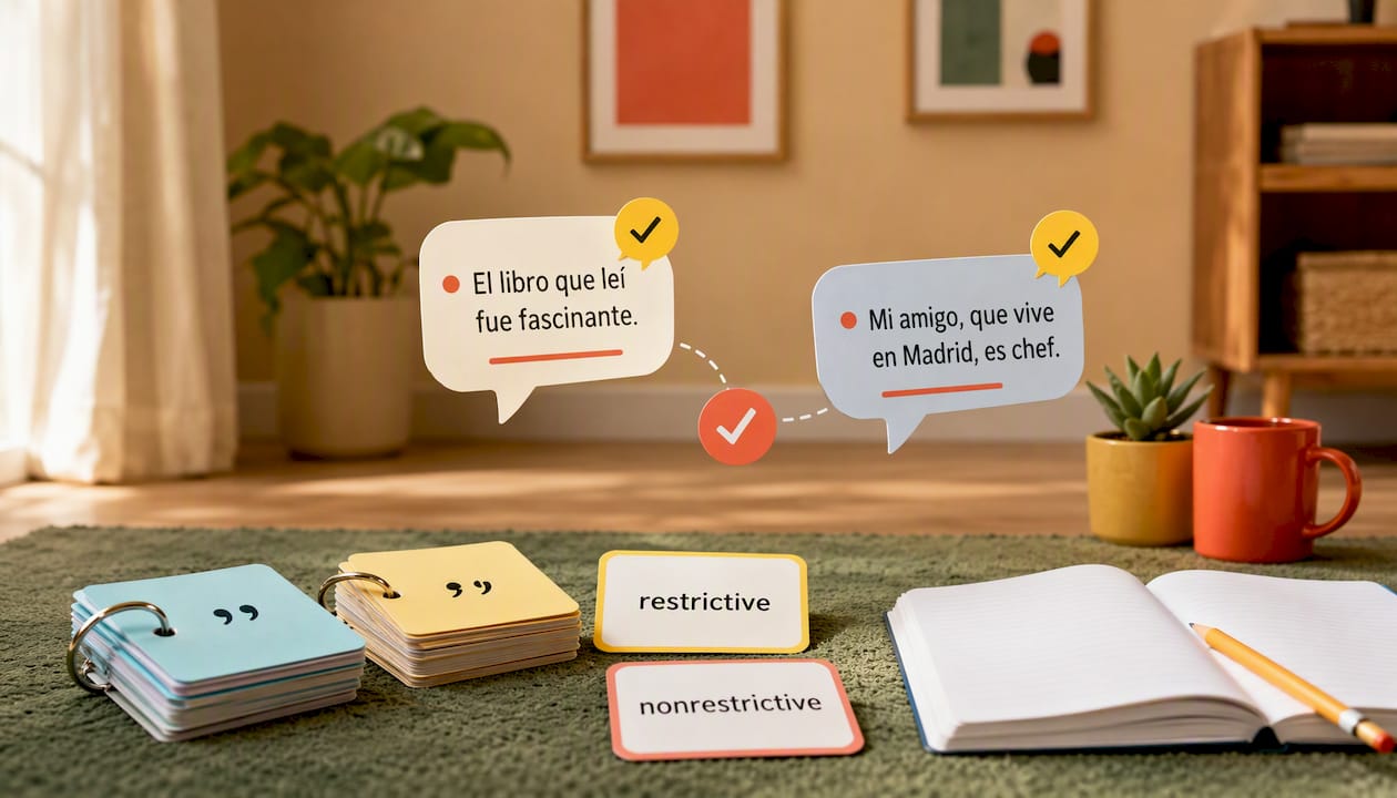 Spanish grammar clause testing illustration