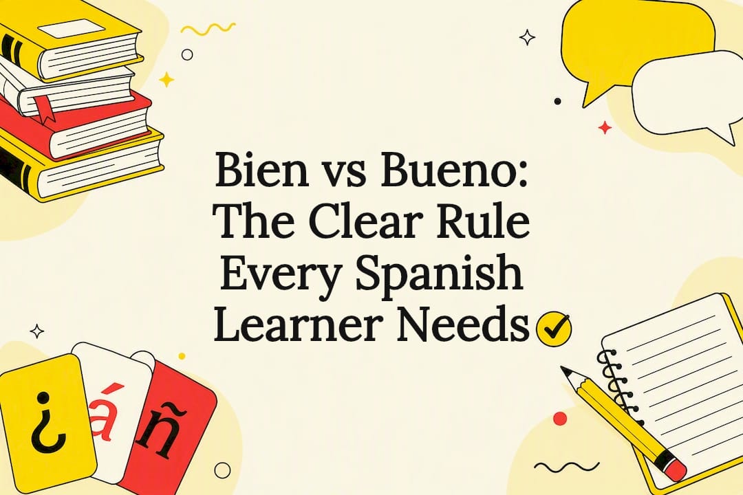 Decorative title card illustration for Spanish grammar