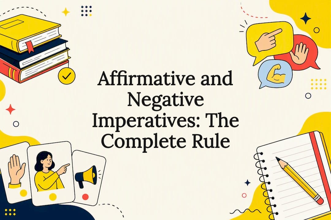 Decorative title card illustration for Spanish commands article