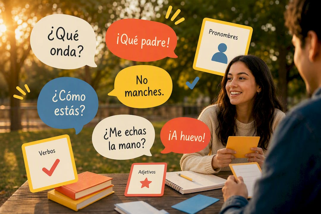 Informal Spanish conversation speech bubbles