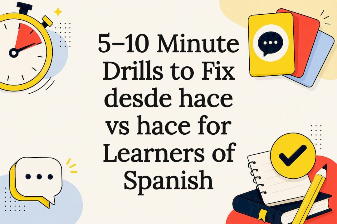 Spanish grammar drill title card illustration