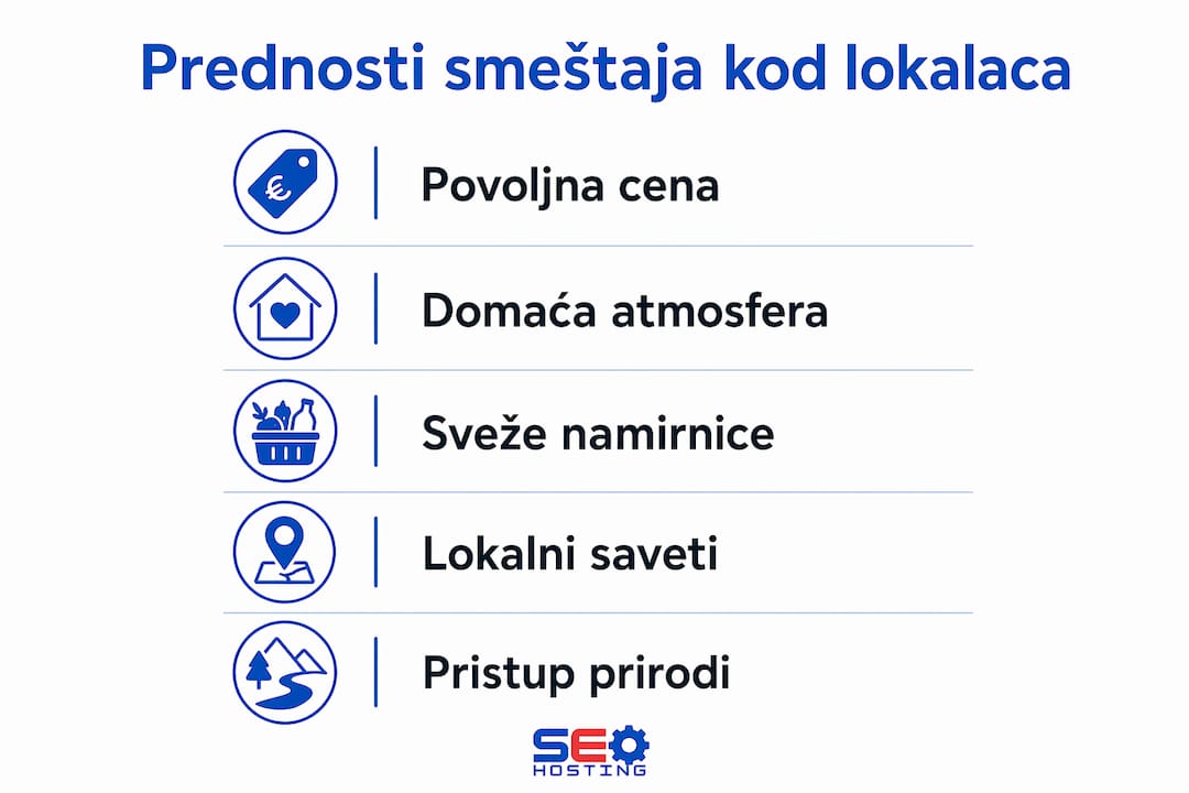 Infografik koji prikazuje glavne prednosti boravka u lokalnom smeštaju