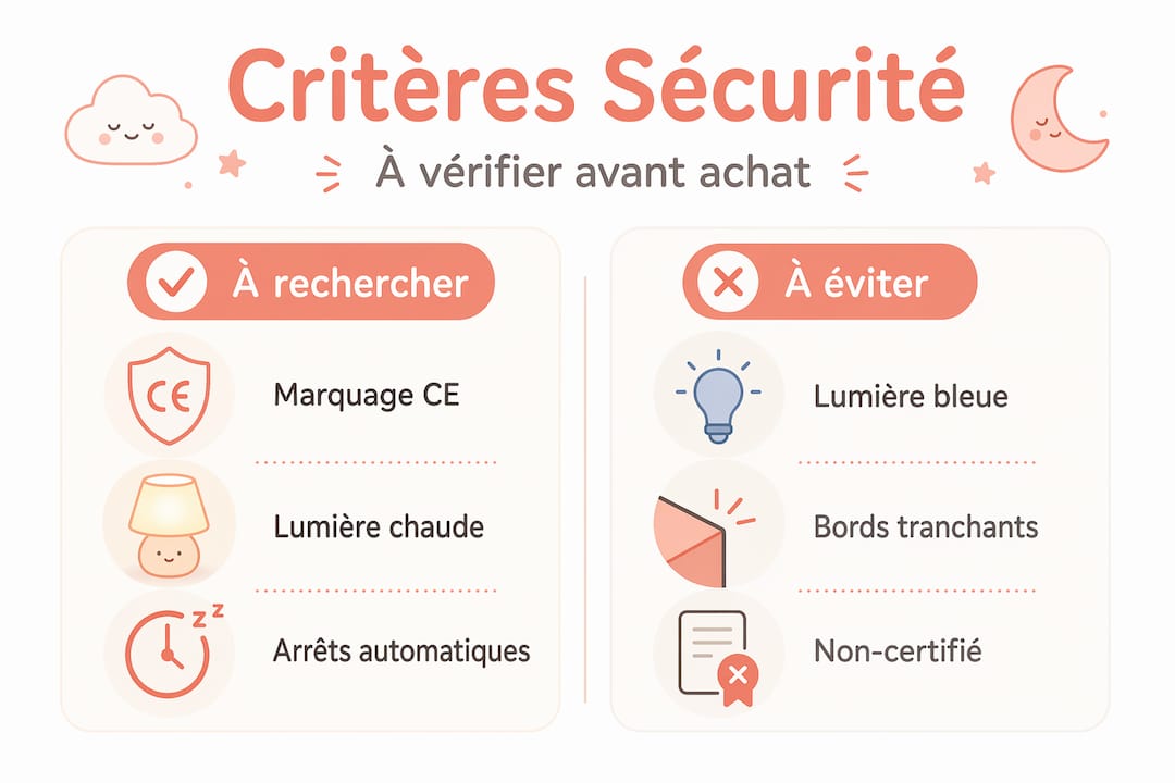 Infographie : les points clés pour choisir une veilleuse à projection sécurisée