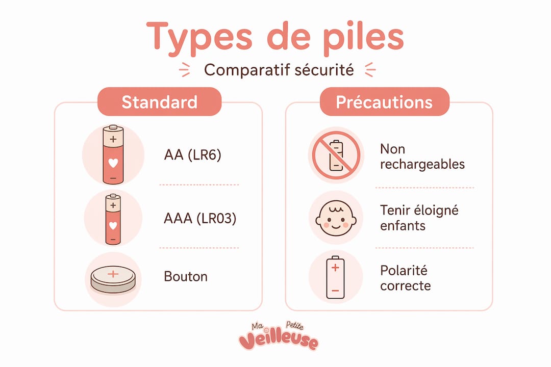 Infographie : quels types de piles choisir pour une veilleuse sécurisée ?