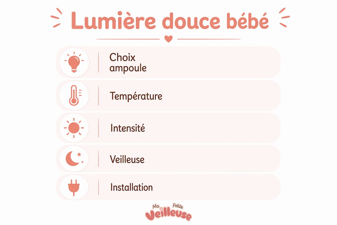 Infographie : les étapes pour créer une ambiance lumineuse douce dans la chambre de bébé