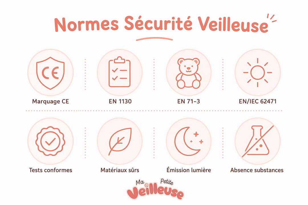 Découvrez en un clin d’œil les principales règles de sécurité à connaître pour bien choisir la veilleuse de votre bébé.